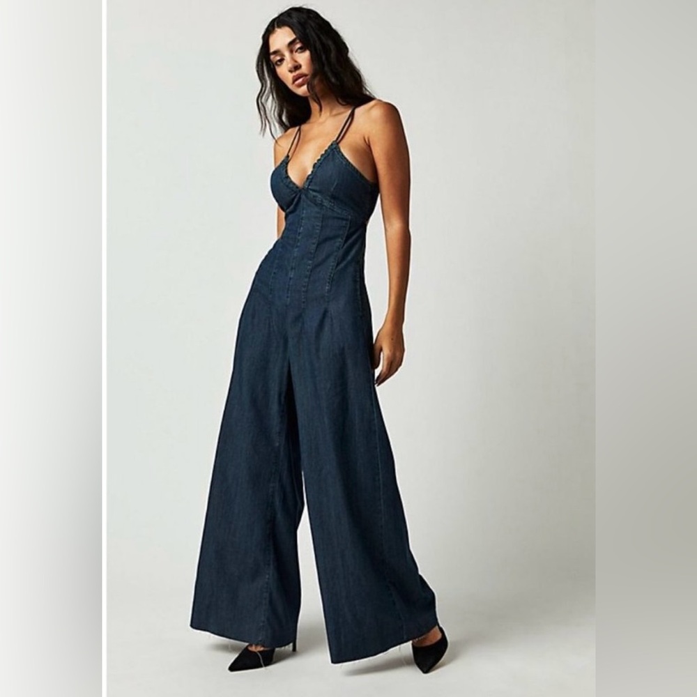 Urban Outfitters Cooperative Harley Denim Halter Jumpsuit 2